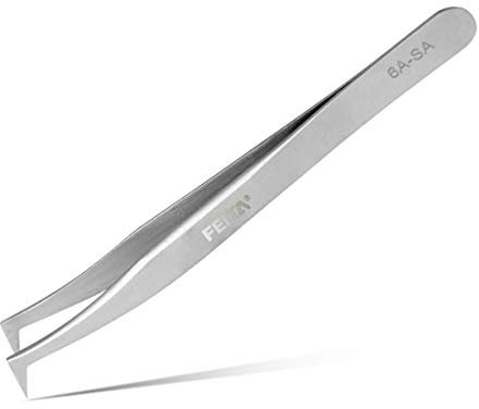 Brucelles prolongatrices pour cils en volume - Brucelles de précision en forme de L courbées, pointues, professionnelles de FEITA