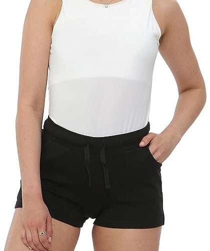 NOROZE Women’s Cotton Jersey Lounge Shorts – Soft Elastic Waist Holiday Shorts – Casual Wear for Home, Travel, Gym, Yoga – Lightweight & Breathable – Designed for All – UK Sizes 8-20 Black