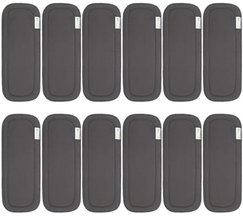 Wegreeco – Lot de 12 inserts en charbon de bambou doux réutilisables pour couches de bébé, doublure lavable très absorbante