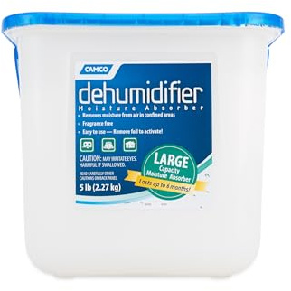 Camco Feuchtigkeitsabsorber-Eimer – mit schnell wirkendem feuchtigkeitsabsorbierenden Wirkstoff – keine Fransenperlen – Verwendung mit Wohnmobil-Aufbewahrung, Wohnmobil-Organisation und mehr (44282)
