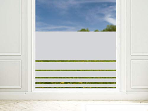 GRAZDesign Sichtschutzfolie Streifen Schmal und Breit, Fensterfolie Blickdicht, Sichtschutz, Glasdekorfolie lichtdurchlässig - 100x57cm / Silbergrau