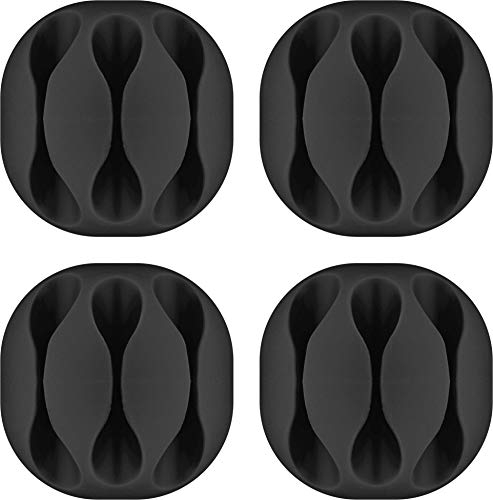 goobay 70398 Kabelmanagement 3 Slots (Mini) / Kabelhalter für DREI Kabel, Kabelklemme für Schreibtisch, Auto, Büro, Kabelclip Selbstklebend, Kabel Organizer, 15x34 mm, 4er Set