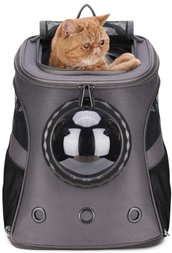 Lollimeow Katzenrucksack Großer HaustierRucksack - Fluggesellschaft zugelassen für Katzen & Hunde. Hunderucksack für fette Katzen und Welpen.(groß, grau)