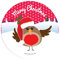Instant Gifts Robin Design Christmas Dinner Plate - Red-orange, Festive with Merry Christmas, 20 cm Round Melamine Plate