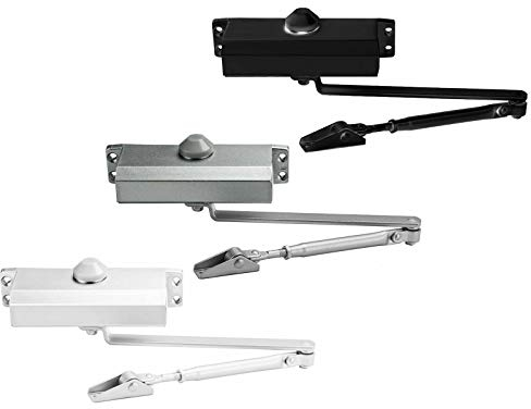 Hydraulischer Türschließer Torschließer in 3 Farben und 4 Varianten, auch in der 90° Haltefunktion auswählbar (bis 65kg mit 90° Haltefunktion, Silber)