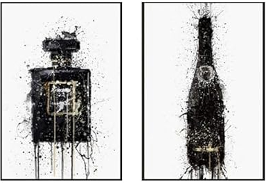 ParfüM Flasche Poster Und Kunstdrucke Mode Leinwand Bild Champagner Vogue Schwarz Weiß Wand Bilder Bild Wohnzimmer Moderne Wohnkultur Rahmenlos