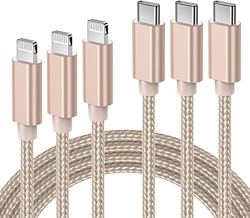 Quntis USB C auf Lightning Kabel MFi-Zertifiziert, 3 Pack 1M+2M+3M Nylon Power Delivery Typ C Schnellladekabel, Lightning Ladekabel auf USB C kompatibel mit iPhone 12/11 Pro Max X XR XS 8 Plus iPad