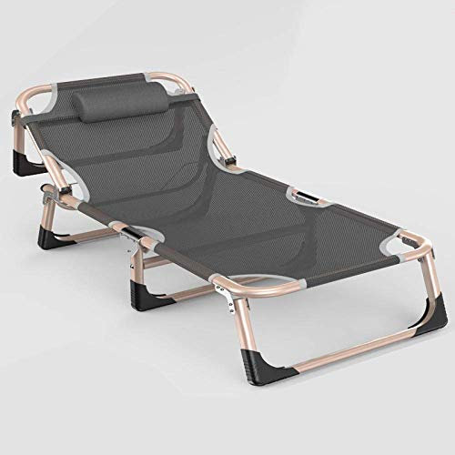 FZYE Klappbarer Garten-Sonnenliegestuhl, Strandliege Klappbarer Sonnenliege, verstellbare Sonnenliege, Gartenliege, 200 kg EIS-Seidenschwarz