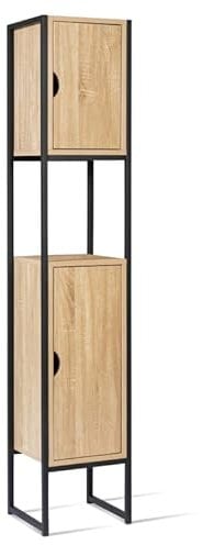IDMarket - Meuble colonne salle de bain DETROIT 2 portes design industriel