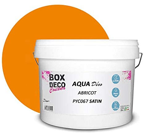 BOX DECO COULEURS Peinture murale acrylique aspect satin Aqua Déco - 10L, Orange Abricot