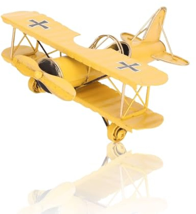 HERCHR Flugzeug Dekor Hängende Flugzeug Ornament Vintage Eisen Flugzeug Flugzeugmodelle Doppeldecker Flugzeug Flugzeugmodell (Gelb)