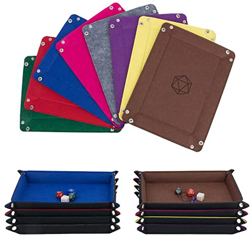 KISLANE Würfeltablett, 8 Stück, faltbar, quadratisch, Würfelablage, Filz-Würfelablage Halter für DND, RPG, MTG und andere Brettspiele (rechteckig)