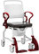FabaCare Dusch- Toilettenrollstuhl Berlin, made in Germany, Premium Toilettenstuhl, Duschstuhl fahrbar, Rollstuhl mit WC Eimer, Grau-Rubinrot