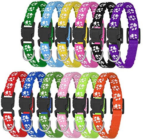 Xinzistar 12pcs Colliers pour Chien, Réglable Collier pour Chiots Animaux de Compagnie avec Boucle Anti-étranglement Colliers pour Chatons Chats