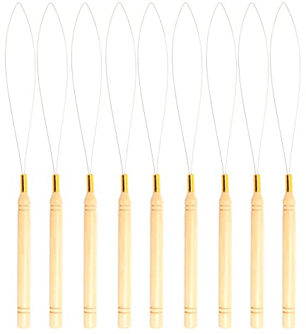zalati Threader Yarn 10pcs Threading Needle with Wooden Hanldebar for Tufting Gun Crochet Sewing Knitting Crafting