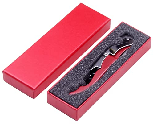 Sacacorchos Camarero Profesional Luxe,68g Abridor de Botellas de Sacacorchos de Vino,Acero Inoxidable, Abridor de Vino y Cerveza, 3 en 1,Caja de Regalo (rojo)