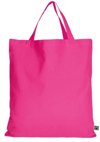 TEXXILLA 10er | 100er | 250er Pack Fairtrade Baumwolltasche - 14 Farben | mit Zwei kurzen Henkeln | 38x42cm | Jutebeutel | Einkaufstasche | unbedruckt, Farbe:pink, Menge:100