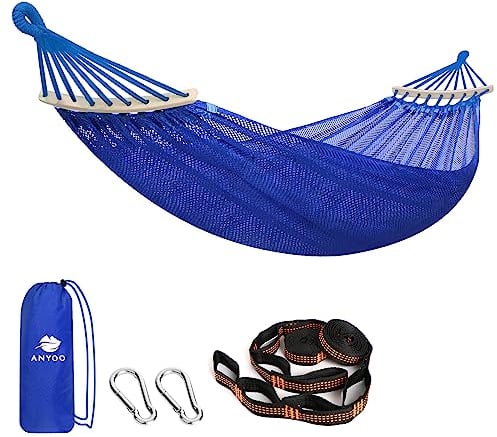 Anyoo Hängematte Netz mit Spreizstäben, atmungsaktives Kühlnetz Stabhängematte mit Baumgurten für Outdoor/Innen Garten, Balkon, Patio, Hinterhof, Camping