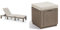 Keter Allibert by Daytona Deluxe Sonnenliege, 195x65x25,5 cm & Allibert by Cube Hocker mit Stauraum, Cappuccino, inkl. Kissen, Deckel abnehmbar, Flache Rattanoptik, wetterfest, 42x42x39cm