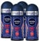 Nivea Men Dry Impact Deodorant Roll-On für Herren, Antitranspirant für alle Hauttypen Dual Protect 72h - 4 Flaschen à 50 ml