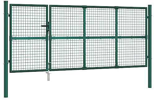 vidaXL Maschen-Gartentor Grün 350x125 cm Verzinkter Stahl
