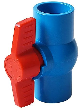 MagiDeal Robinet à tournant sphérique en PVC, poignée en T compacte bidirectionnelle, vanne d'arrêt d'eau, raccord de tuyau droit pour tuyaux d'égout de, bleu 32mm