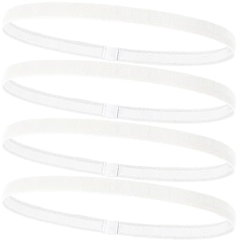 4 Pezzi fasce per capelli uomo,fascette per capelli, Sportiva Fascia Capelli,Fascia Elastico Capelli Uomo e Donna,Sportive Fascette Antiscivolo,per Sport,Yoga,Fare Jogging,Calcio(Bianco)