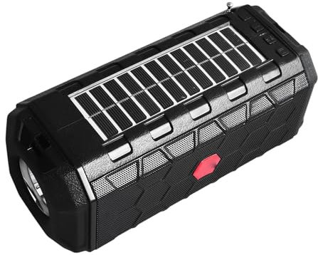 Solar-Bluetooth-Lautsprecher, Tragbarer Wasserdichter Kabelloser Outdoor-Lautsprecher mit Taschenlampen-Radiofunktion, für Party, Wandern, Strand
