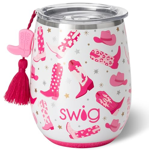 Swig Weinglas, isoliert, mit Deckel, spülmaschinenfest, Edelstahl-Weinbecher für Damen, isolierte Weinbecher, Outdoor-Weingläser, Reise-Weinglas (Let's Go Girls)
