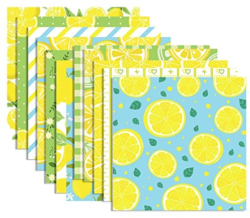 24 Blatt Zitrone Muster Scrapbook Papier,12 Designs Doppelseitige Zitrone Dekorpapier Scrapbook Craft Papier,12x12Inch Craft Supplies Karte Herstellung Scrapbooking