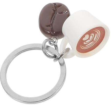 Cabilock Coffee Bean Keychain Coffee Cup Keyring Cute Pendant Holder Novelty Ring for Lover Pendant Charms Purse Bag s Decoration A