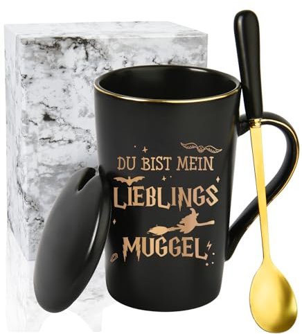 CHUIN DRUCK Kaffee Tasse mit Spruch Du bist mein Lieblings Muggel - Kaffeetasse als Zauberhafte Geschenk für Fantasy Fans Freunde/in Geburtstaggeschenk Weihnachtengeschenk, 400ml Schwarz
