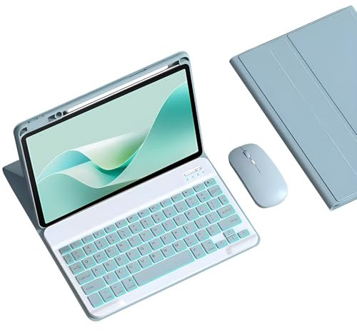 Funda con Teclado para Huawei MatePad 11.5S 2024, Contiene Ñ,Teclado Inalámbrico Bluetooth Desmontable Retroiluminado con Portalápices, Ratón para Tableta,Azul