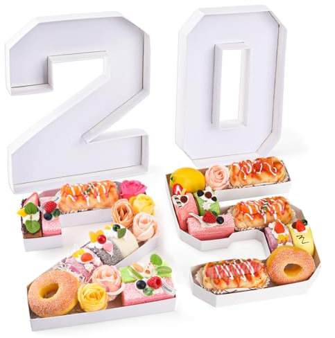 Datyiiha 2026 Set aus Pappnummern für Charcuterie, 26,7 cm, befüllbares Tablett, Charcuterie-Papierbox für Abschlussfeier, Jahrestag, Geburtstag, Neujahr, Party, Dekorationen, Schokolade, Kekse
