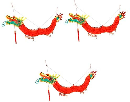 Cabilock 3 Pièces Décoration Nouvel an Chinois Ornement Lanterne du Nouvel an Chinois Bannière De Dragon du Nouvel an Plafond du Nouvel an Chinois Lanternes De Dragon Chinois Papier