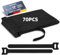 KACNON 70 Stück Klettband Kabelbinder Schwarz, 150x12 mm Wiederverwendbare, Verstellbare Kabelbänder für Haus, Büro und Garten