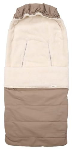 Koeka Babyfußsack - Für Babyschale - Gruppe 0+ - Mit Teddy Gefuttert - Mit Kapuze - Calgary - Winddicht - Wasserfest - Taupe - Einheitsgröße
