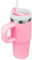 14 oz Tumbler with Handle and Straw, Kid Tumbler with Lid and Straw, 304 Stainless Steel Child Tumbler, School Sports Outdoor (Pink)
