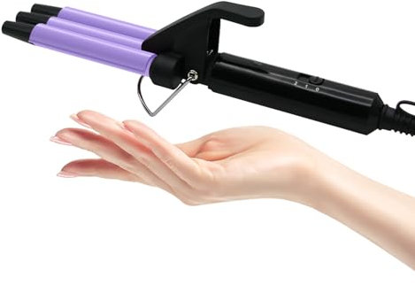 janelove 13mm mini Lockenstab für kurze haare, mini Welleneisen für haare, 180°C/210°C, Turmalin Keramik, 30s Schnellaufheizung, mit Kamm und Clips, Kompakte Größe für Reisen - Lila