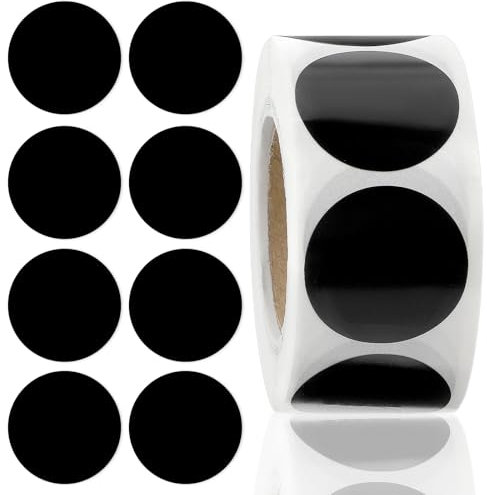 500 Stück Schwarze Kreisaufkleber 2,5 cm Punkte Blanko Selbstklebende Aufkleber Codierungsetiketten Umschlagsiegel Dosenbeschriftung zum Marmelade Konserven Klassenzimmer Büro Studenten