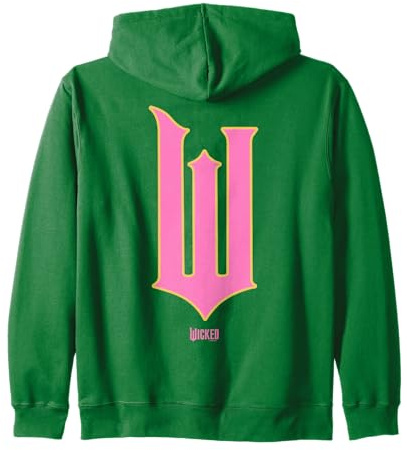 Wicked Movie W Logo Pink Goes Good With Green Zip Hoodie