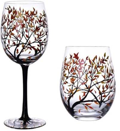 XAGMODSHN Copa de cristal pintada a mano creativa para las cuatro estaciones, copas de vino, copas de cóctel