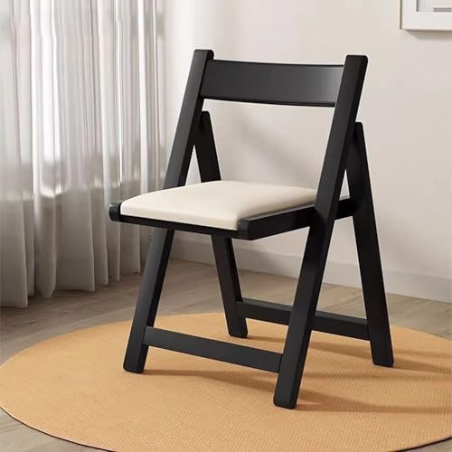 Klappbare Esszimmerstühle, Klappstühle ohne Montage mit gepolsterten Sitzen, klappbare Küchenstühle aus Holz, gepolsterter Klappstuhl für Hochzeitsgästepartys,Schwarz