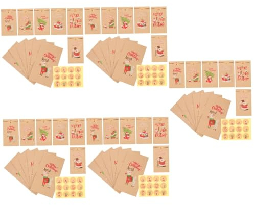 minkissy 5sätze Weihnachtliche Kraftpapier Süßigkeitenboxen Teiliges Mit Aufklebern Geschenkverpackung Für Kekse Pralinen Und Kleine Für Weihnachten Und Feiertage