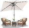 Daromigo Sonnenschirm Rechteckig LED Solar 210 x 140cm Beige mit Kurbel | Ampelschirm Sonnenschutz UV50+, 30° knickbar, Gartenschirm Terrassenschirm wasserdicht für Garten, ohne Ständer