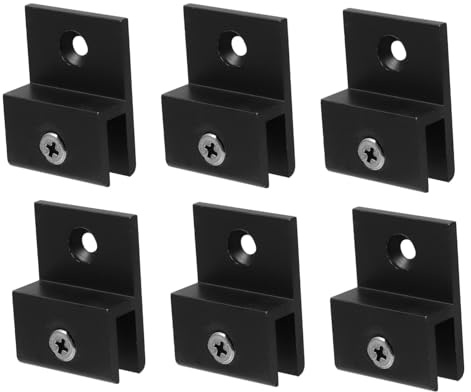 TOBBOMEY 6 pièces Support Verre Suspendu avec Pince à Verre Noir pour Miroirs et Signalétique Fixation Stable et Sécurisée et Panneaux Acryliques Installation Rapide