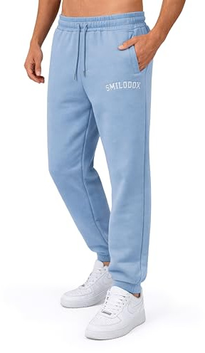 SMILODOX Jogginghose Herren Kayson, Oversize Freizeithose mit Reißverschlusstaschen, weichem, flauschigem und warmem Material, Tunnelzug am Bund, Logo, Sweathose für Sport und Alltag