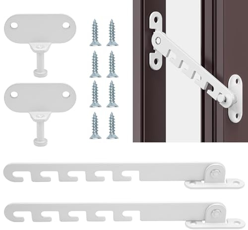 2 Pieces Windows Safety Restrictors Adjustable Position Casement Latch | Adjustable Window Restrictors Latch with Lock, Window Restrictor Lock Tilt Regulator Catch for Aluminium Wooden Metal Windows