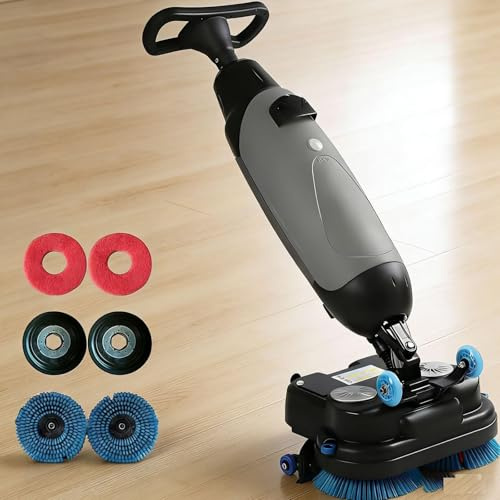 PixCy Autolaveuse Professionnelle Compacte,Nettoyeur Et Laveuse Sols,2 Brosses Motorisées 45 Cm & Réservoirs Séparés 4L/6L,36V 10,5Ah Batterie,pour Carrelage & Sols Durs,Efficace Grey