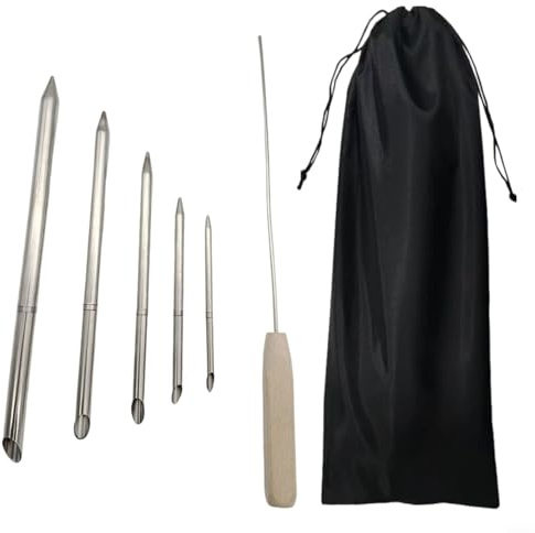 Glomc Kit de 6 outils d'épissure de corde, avec aiguilles de laçage en acier inoxydable pour le tressage et le travail FID, 5 tailles pour les fids et tige de poussée pour corde de treuil synthétique